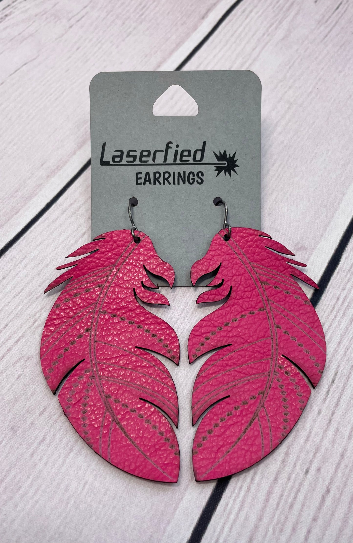 Leather Feather Earrings