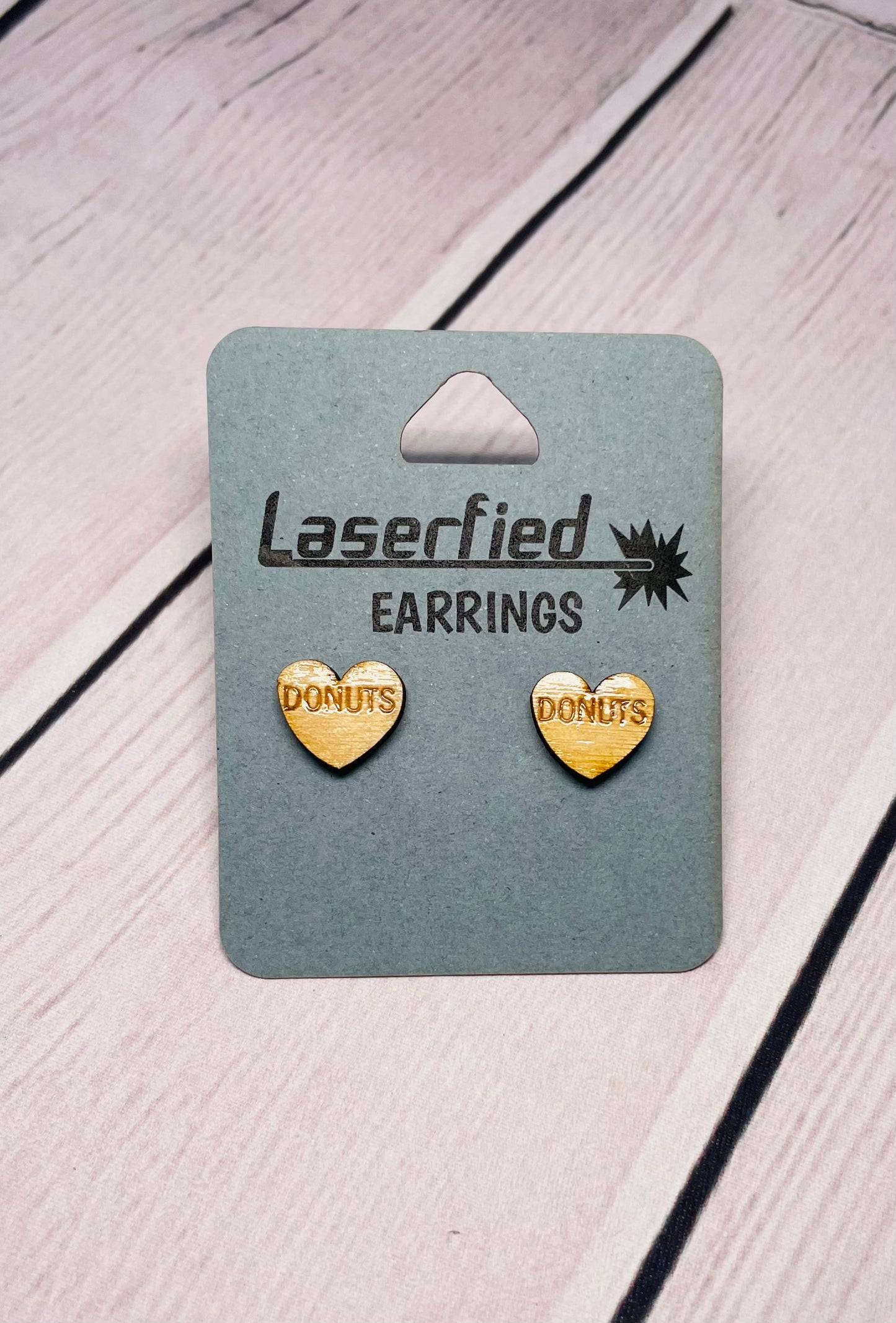 Wood Stud Love Donuts Earrings