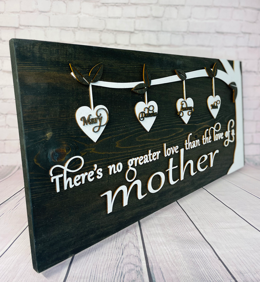 Mother’s Day Gifts Heart Shape Wall Sign. Laser Cut Customizable Name Plate