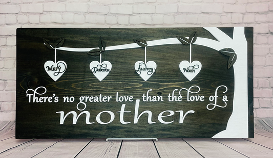 Mother’s Day Gifts Heart Shape Wall Sign. Laser Cut Customizable Name Plate