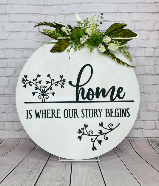 Home is Where Our Story Begins Sign