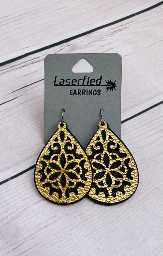 Leather Tear Drop Dangle Earrings